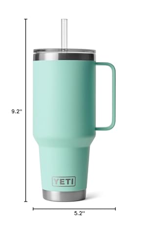 YETI Rambler 42 oz Tumbler with Handle and Straw Lid  Travel Mug Water Tumbler  Vacuum Insulated Cup with Handle  Stainless Steel  Seafoam