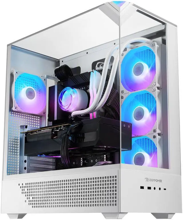 iBUYPOWER Element 9 White Gaming PC Desktop   AMD Ryzen 7 7800X3D   NVIDIA GeForce RTX 5070Ti 16GB   32GB DDR5 RGB   1TB NVMe SSD   EWA7N57T01