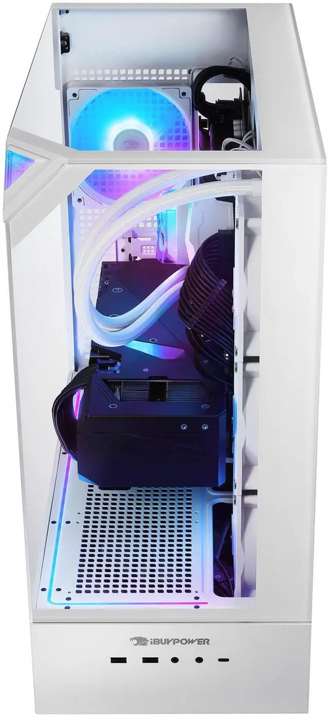 iBUYPOWER Element 9 White Gaming PC Desktop   AMD Ryzen 7 7800X3D   NVIDIA GeForce RTX 5070Ti 16GB   32GB DDR5 RGB   1TB NVMe SSD   EWA7N57T01