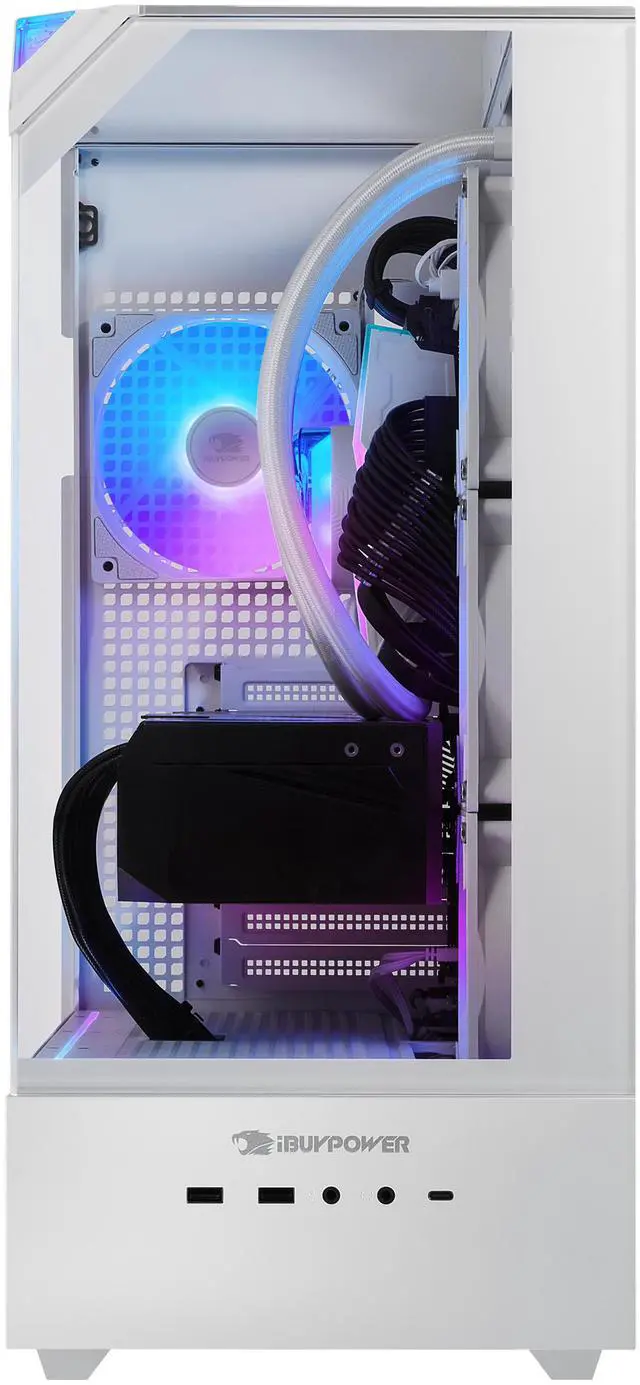 iBUYPOWER Element 9 White Gaming PC Desktop   AMD Ryzen 7 7800X3D   NVIDIA GeForce RTX 5070Ti 16GB   32GB DDR5 RGB   1TB NVMe SSD   EWA7N57T01