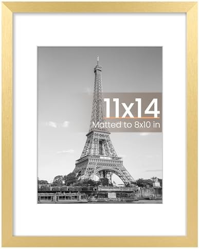 upsimples 11x14 Picture Frame  Display Pictures 8x10 with Mat or 11x14 Without Mat  Wall Hanging Photo Frame  Black  1 Pack