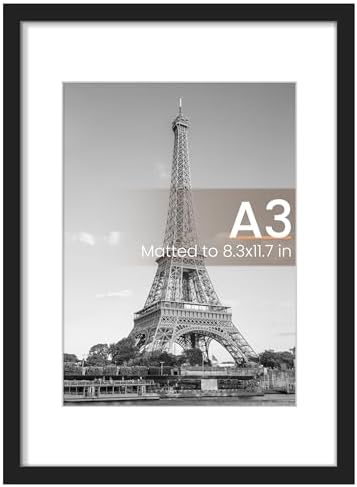 upsimples 11x14 Picture Frame  Display Pictures 8x10 with Mat or 11x14 Without Mat  Wall Hanging Photo Frame  Black  1 Pack