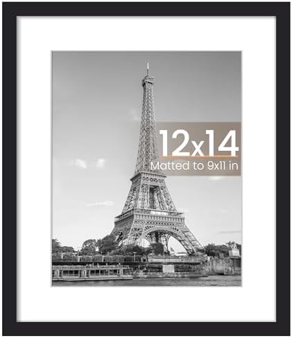 upsimples 11x14 Picture Frame  Display Pictures 8x10 with Mat or 11x14 Without Mat  Wall Hanging Photo Frame  Black  1 Pack