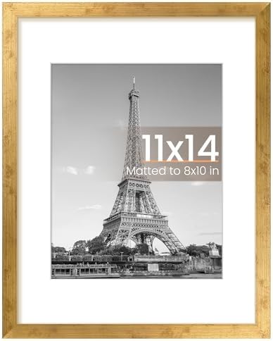 upsimples 11x14 Picture Frame  Display Pictures 8x10 with Mat or 11x14 Without Mat  Wall Hanging Photo Frame  Black  1 Pack