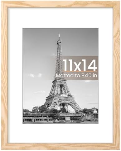 upsimples 11x14 Picture Frame  Display Pictures 8x10 with Mat or 11x14 Without Mat  Wall Hanging Photo Frame  Black  1 Pack