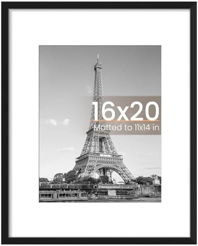 upsimples 11x14 Picture Frame  Display Pictures 8x10 with Mat or 11x14 Without Mat  Wall Hanging Photo Frame  Black  1 Pack