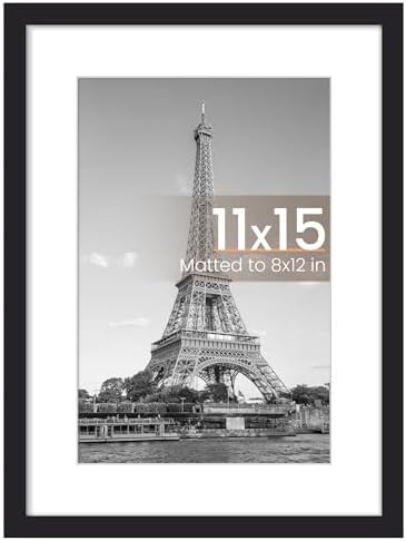 upsimples 11x14 Picture Frame  Display Pictures 8x10 with Mat or 11x14 Without Mat  Wall Hanging Photo Frame  Black  1 Pack