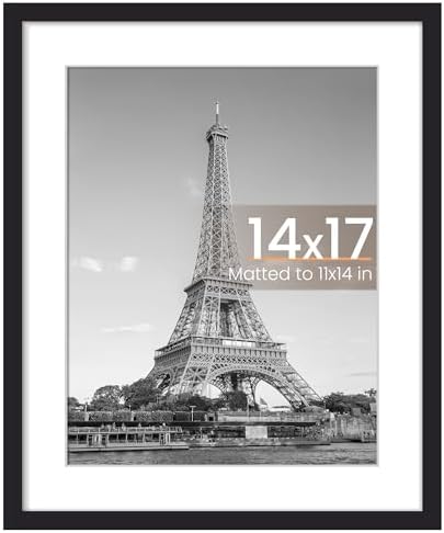 upsimples 11x14 Picture Frame  Display Pictures 8x10 with Mat or 11x14 Without Mat  Wall Hanging Photo Frame  Black  1 Pack