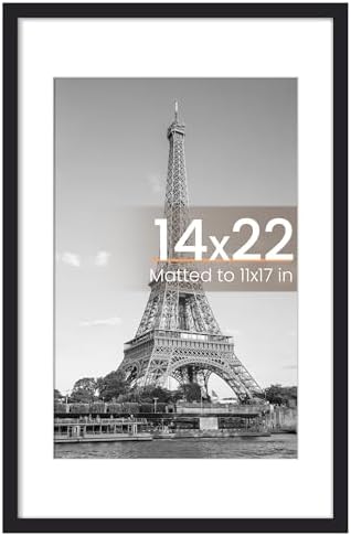 upsimples 11x14 Picture Frame  Display Pictures 8x10 with Mat or 11x14 Without Mat  Wall Hanging Photo Frame  Black  1 Pack