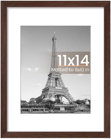 upsimples 11x14 Picture Frame  Display Pictures 8x10 with Mat or 11x14 Without Mat  Wall Hanging Photo Frame  Black  1 Pack