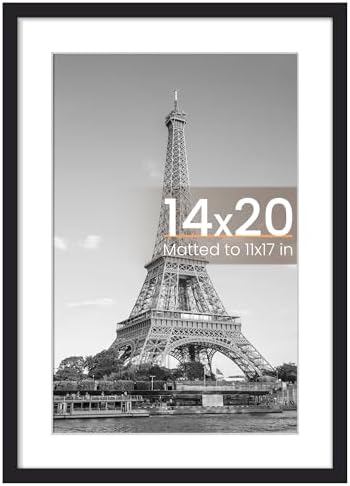upsimples 11x14 Picture Frame  Display Pictures 8x10 with Mat or 11x14 Without Mat  Wall Hanging Photo Frame  Black  1 Pack