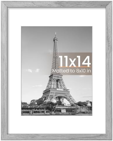 upsimples 11x14 Picture Frame  Display Pictures 8x10 with Mat or 11x14 Without Mat  Wall Hanging Photo Frame  Black  1 Pack